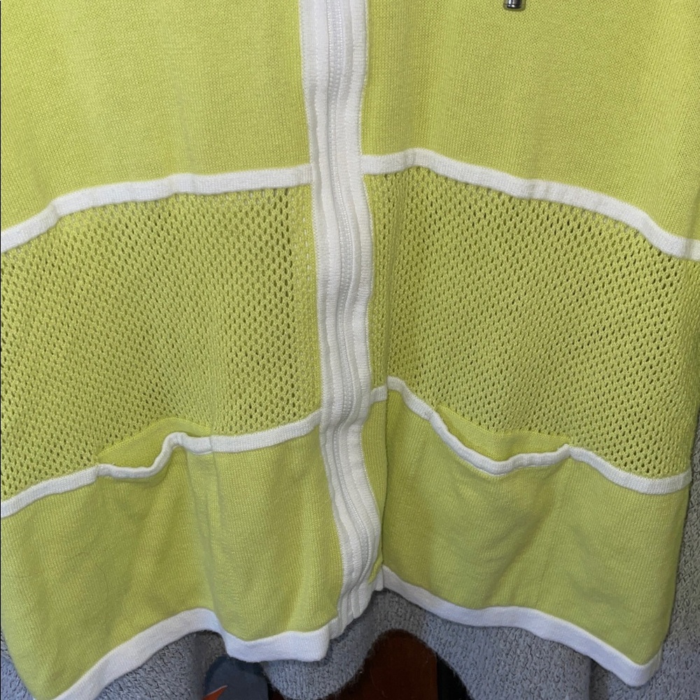 Chico’s Zenergy Soze 2 or Larger Knit Full Zip Sweater Lime Green Stretch - Picture 4 of 7